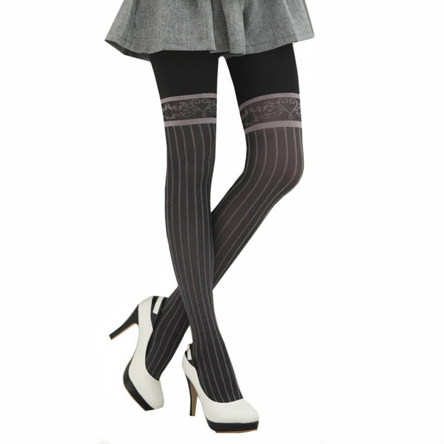 Patterned Support Pantyhose - Stripe